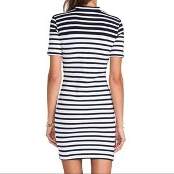 T by ALEXANDER WANG Compact Engineer Stripe Short Sleeve Dress XS - Picture 5 of 10